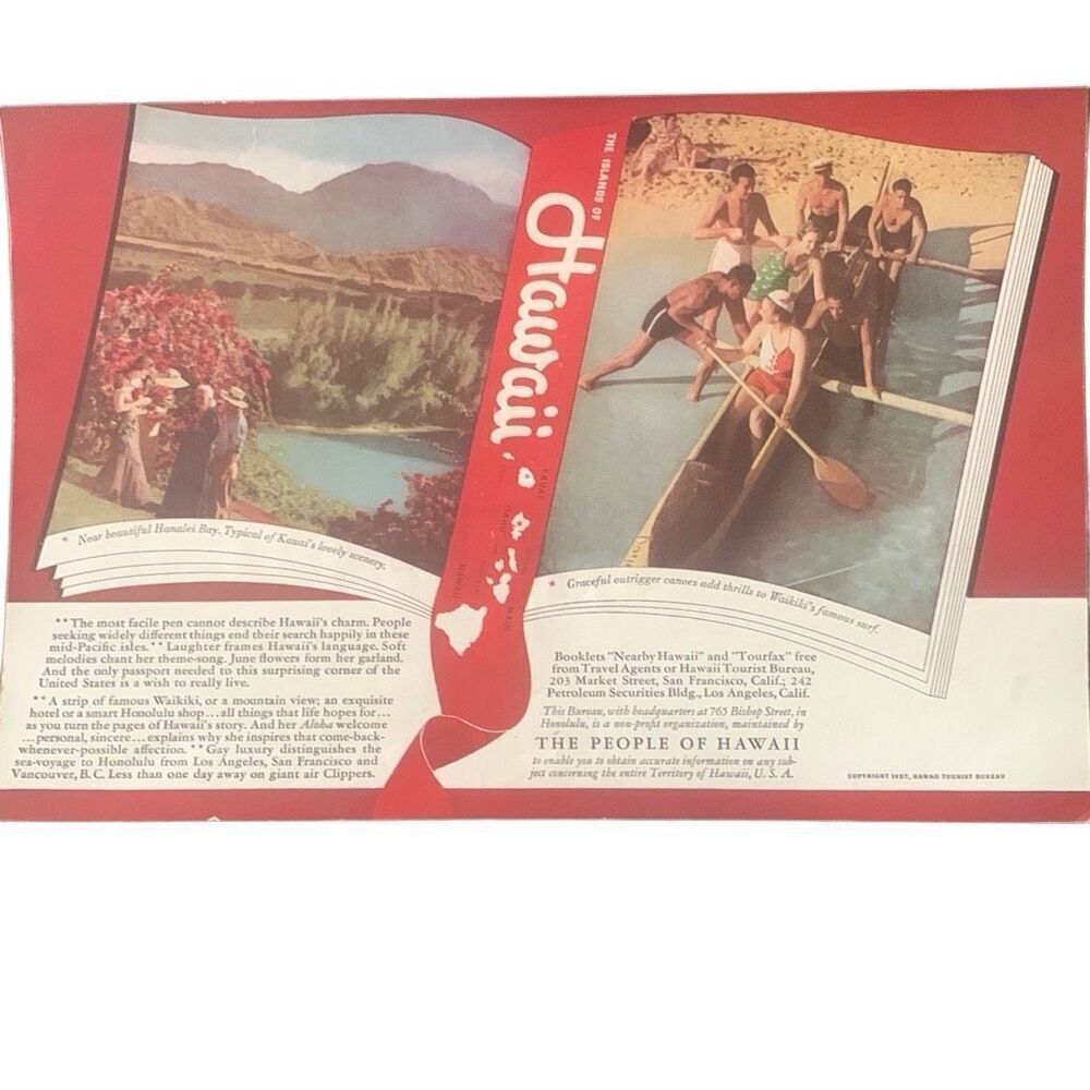 Vintage 1937 Hawaii The People of Hawaii Ad Advertisement